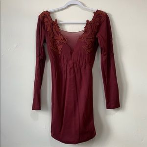 Burgundy long sleeve dress